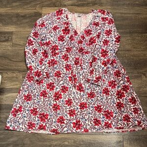 Old Navy Red and blue Floral maternity Dress sz lg